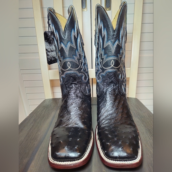 Cody James Buzzard Exotic Ostrich Western Boots Square Toe BECJFA25L7 Mens Sz 11 - Picture 2 of 7